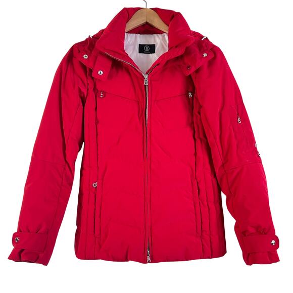 Bogner Goose Down Puffer Hooded Ski Jacket Red - Picture 1 of 11
